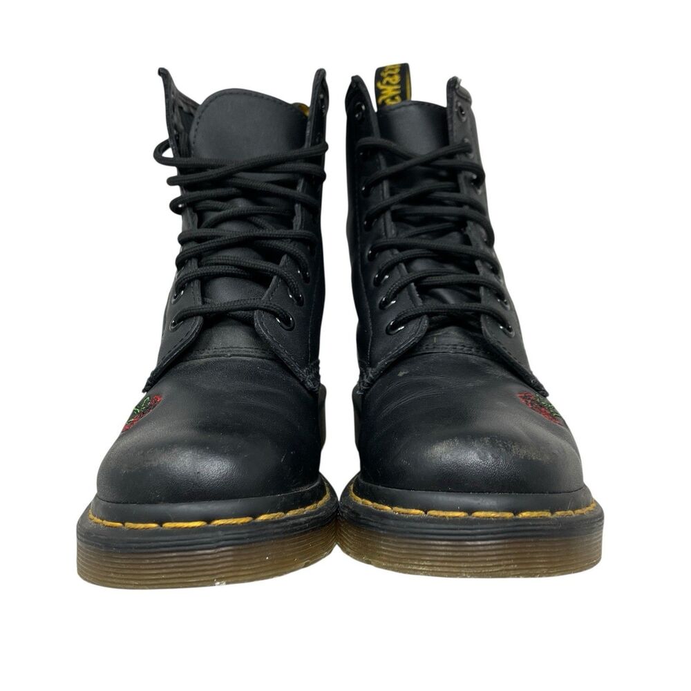Dr Martens Black Leather 1460 Vonda Roses Floral Combat Embroidered Boots - Picture 3 of 15